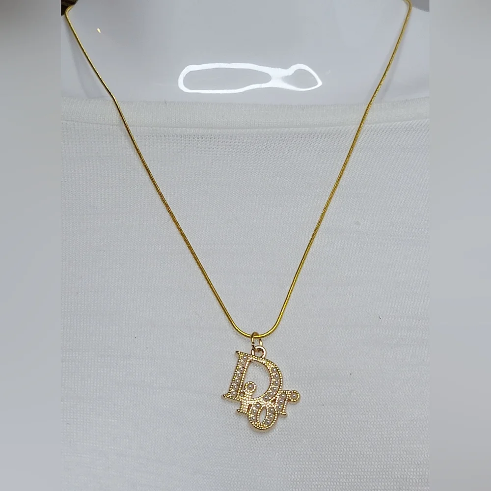 Dior Pearl Gold Zip Pull, Pendant, 18" Gold Plated Chain, Necklace, Box & Bow - Picture 4 of 4